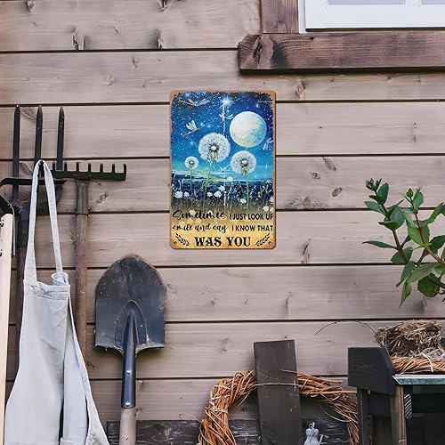 Miniatura 6 de Letrero de lata vintage con libélula con texto en inglés Sometimes I Just Look Up Smile and Say I Know That was You (Sometimes I Just Look Up Smile