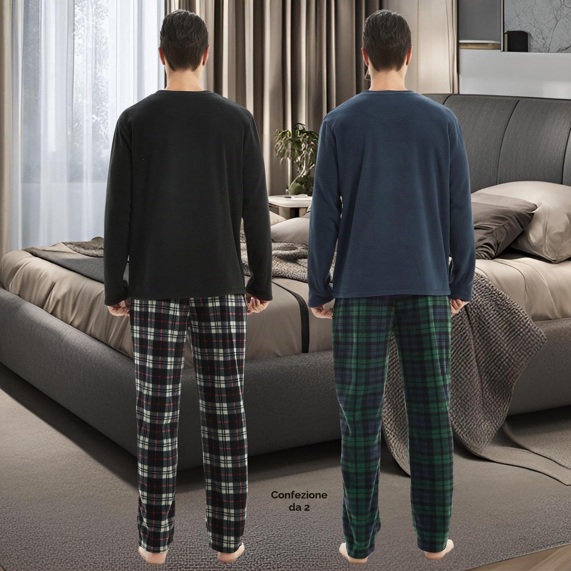 Set Pigiama Termico da Uomo, Caldo Pile Polare, Abbigliamento da casa