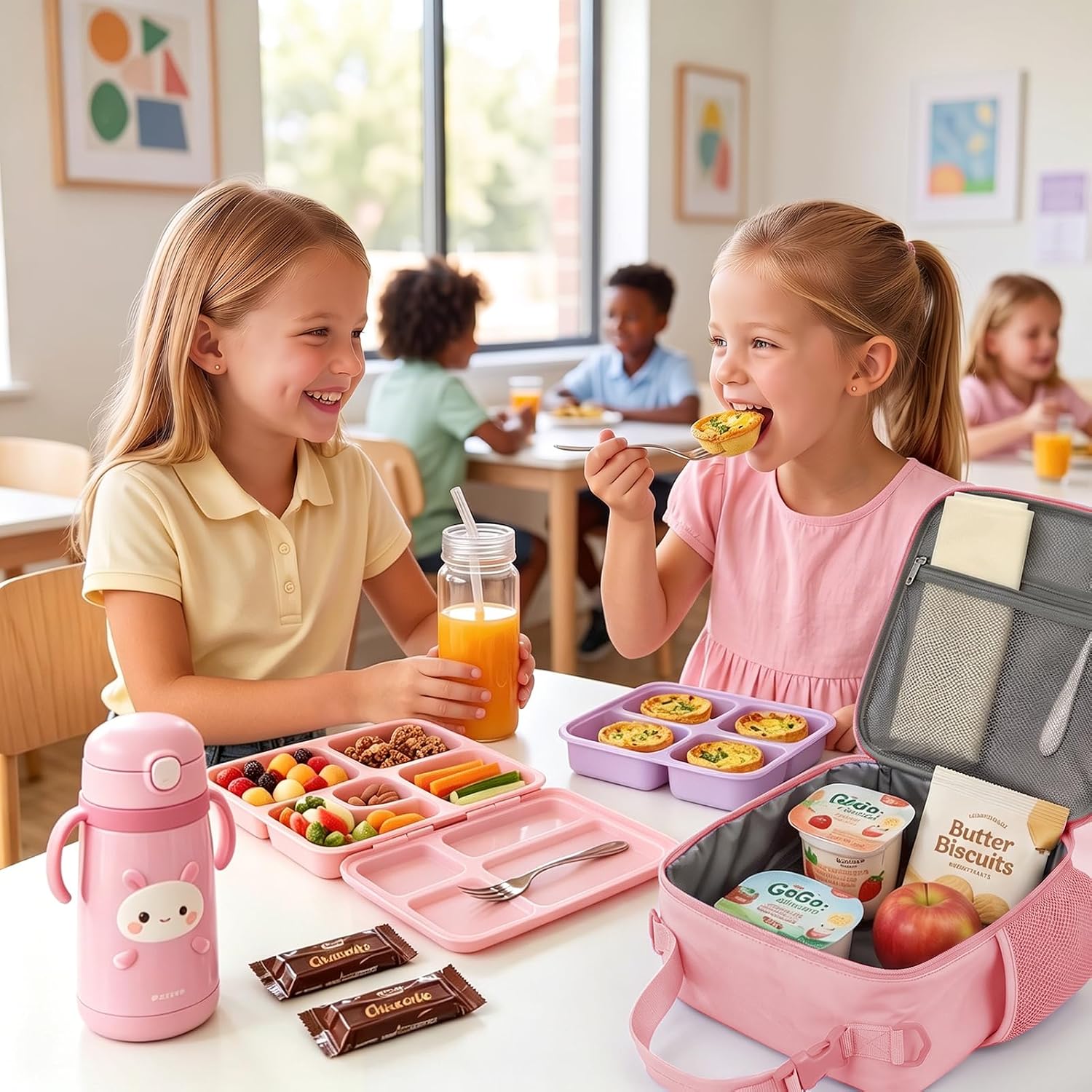 Lunch Bag for Girls, Kids Large Initial Insulated Lunch Box for School