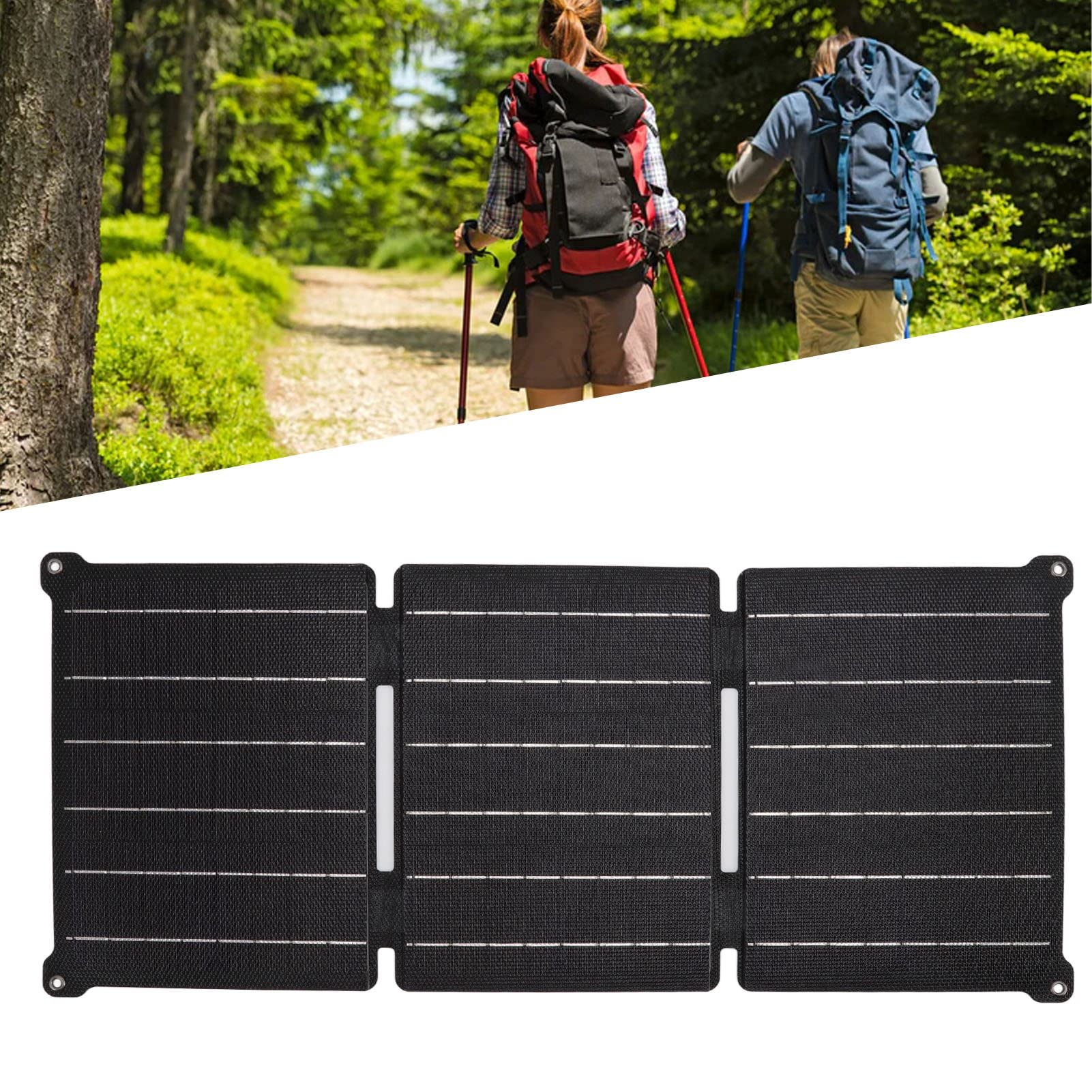 Caricatore pieghevole a pannello solare per esterni, power bank portatile con doppia USB, IPX6, ricarica efficiente per telefoni e dispositivi