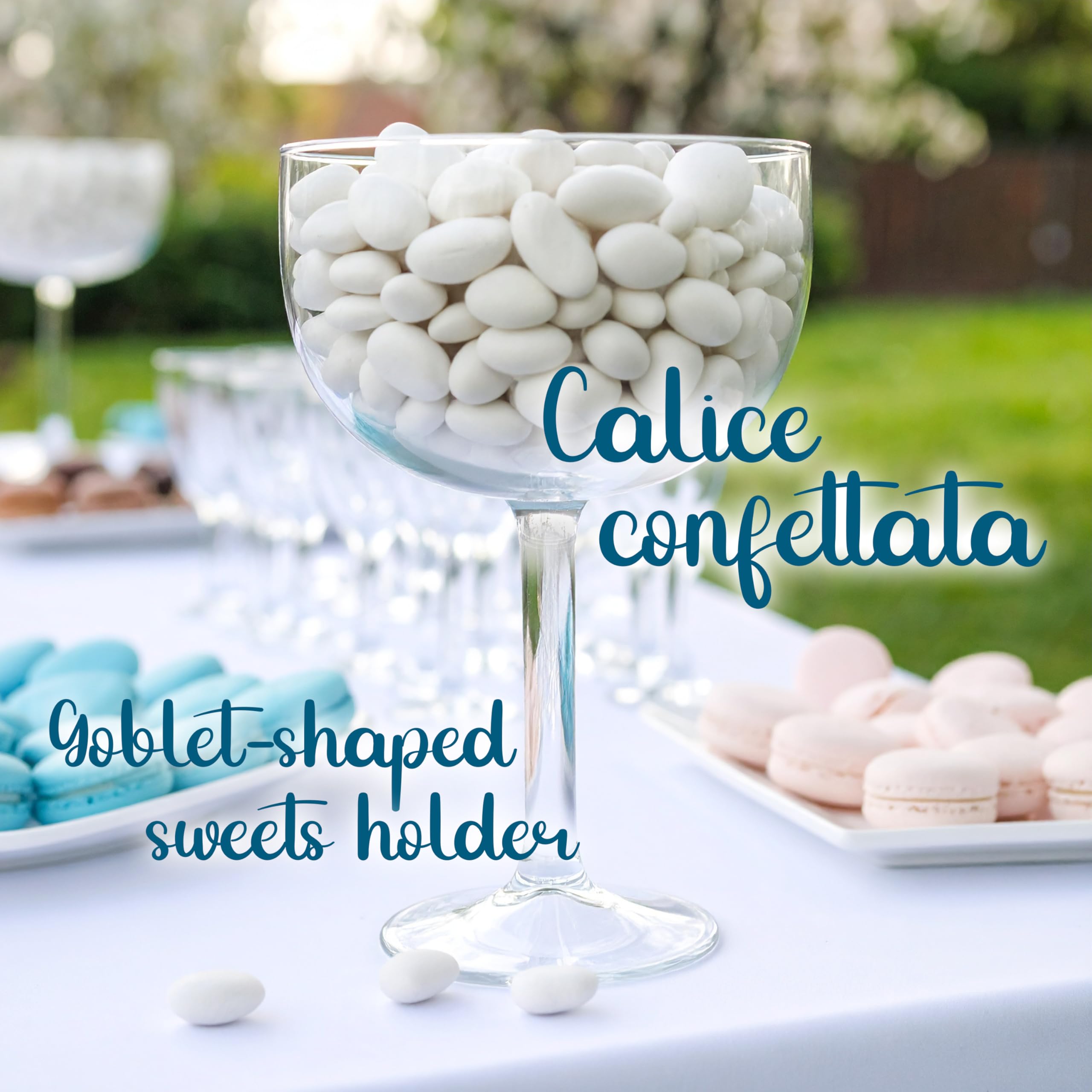 Decoraparty Calice Porta Confetti Trasparente, Bicchiere Gigante Maxi Centrotavola Coppa da Tavola per Caramelle Cioccolatini Portaconfetti Confettata - Diametro 16 cm x Altezza 24 cm