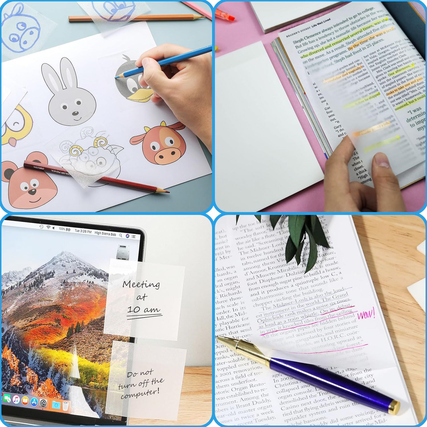 Amazon.co.jp: SANJAOYEE 透明ふせん 50枚*4冊 4つの異なるサイズ