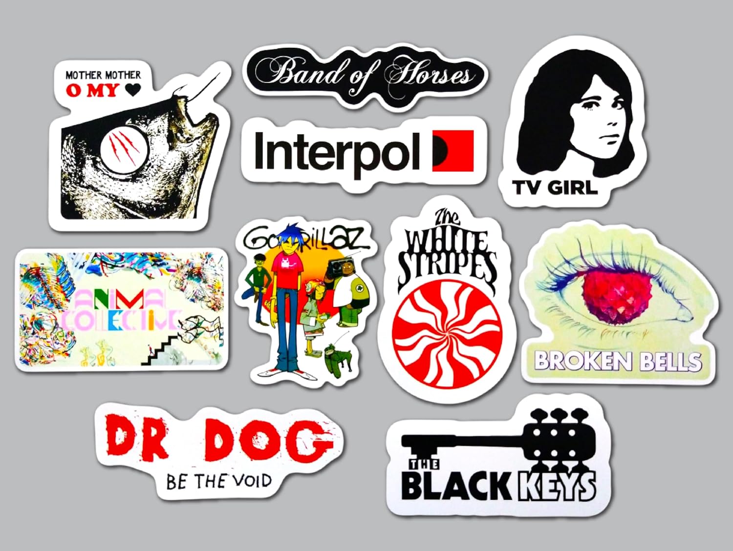 Indie Rock Sticker Pack (10 Stickers) Set 2 Post Punk Garage Blues Art pop Electronic Trip hop Experimental Alternative lo fi Psychedelic Dance New Wave Synth Vinyl Decal Album Band Water Resistant