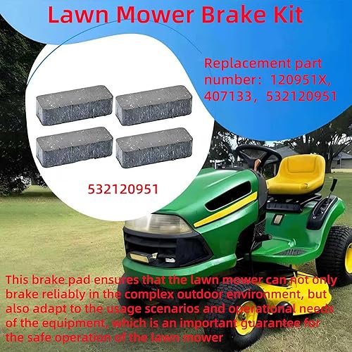 Pastillas de freno de repuesto para cortacésped Craftsman Poulan AYP John Deere 120951X Husqvarna 532120951 Kit de pastillas de freno (paquete de 4)