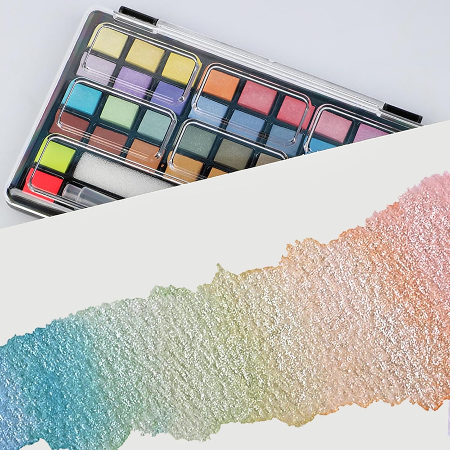 40/50/100 Colors Solid Watercolour Paint Set Pearlescent Pigment Drawing Supplies Easy to Use for Artists and Student
