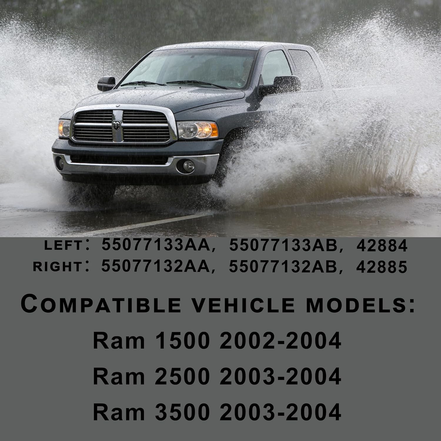 1 Pair Front Windshield Wiper arms kit Noiseless Rust Compatible with Dodge Ram 1500 2002-2004 Ram 2500 3500 2003-2004 Replace OE 42884 42885 55077133AA 55077132AA 55077133AB 55077132AB