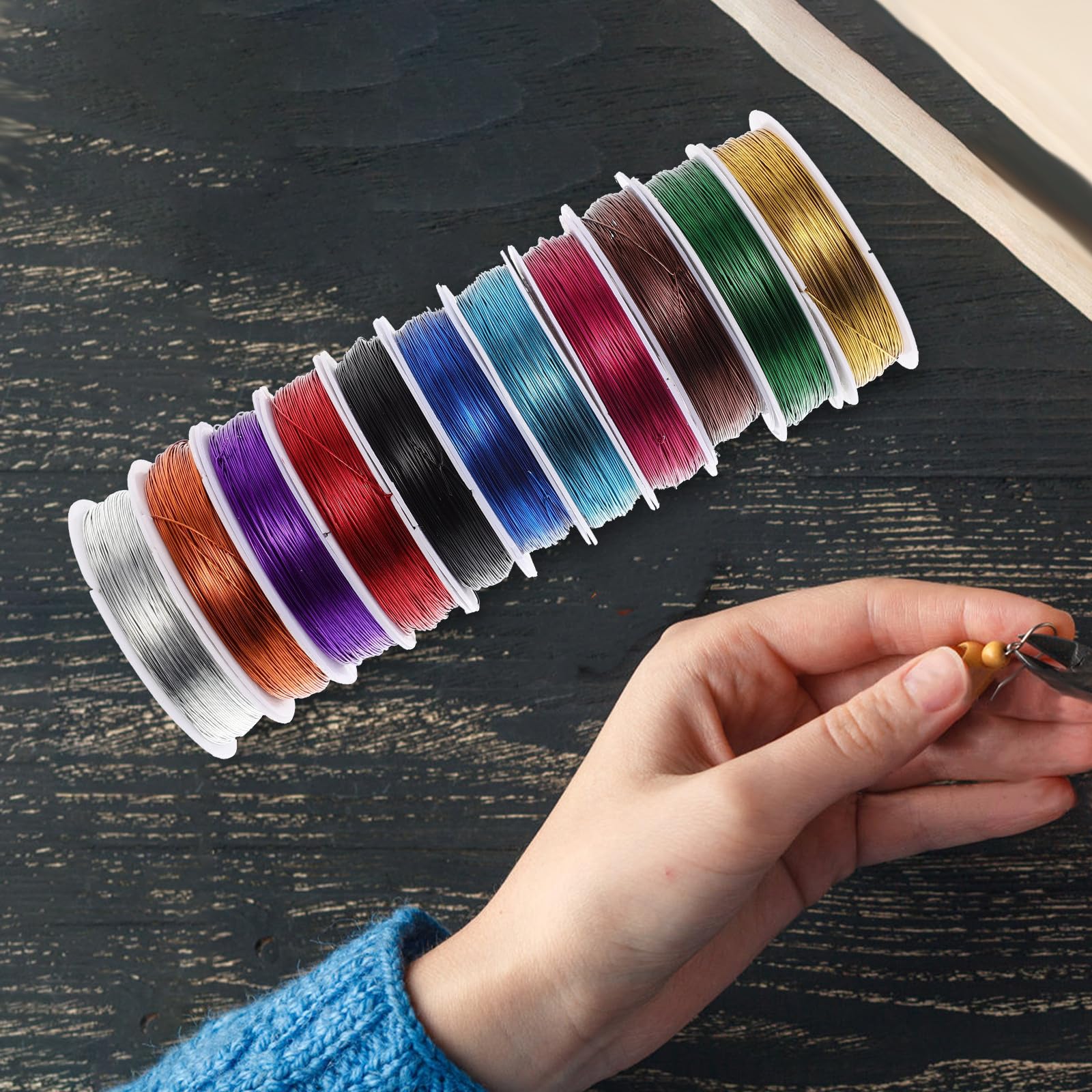 SEWACC Alambre 11 Rollos Flexibles y Livianos de Hierro Galvanizado de Colores Diámetro 0.5mm para Manualidades y Joyería Adecuado para Bricolaje y Pulseras