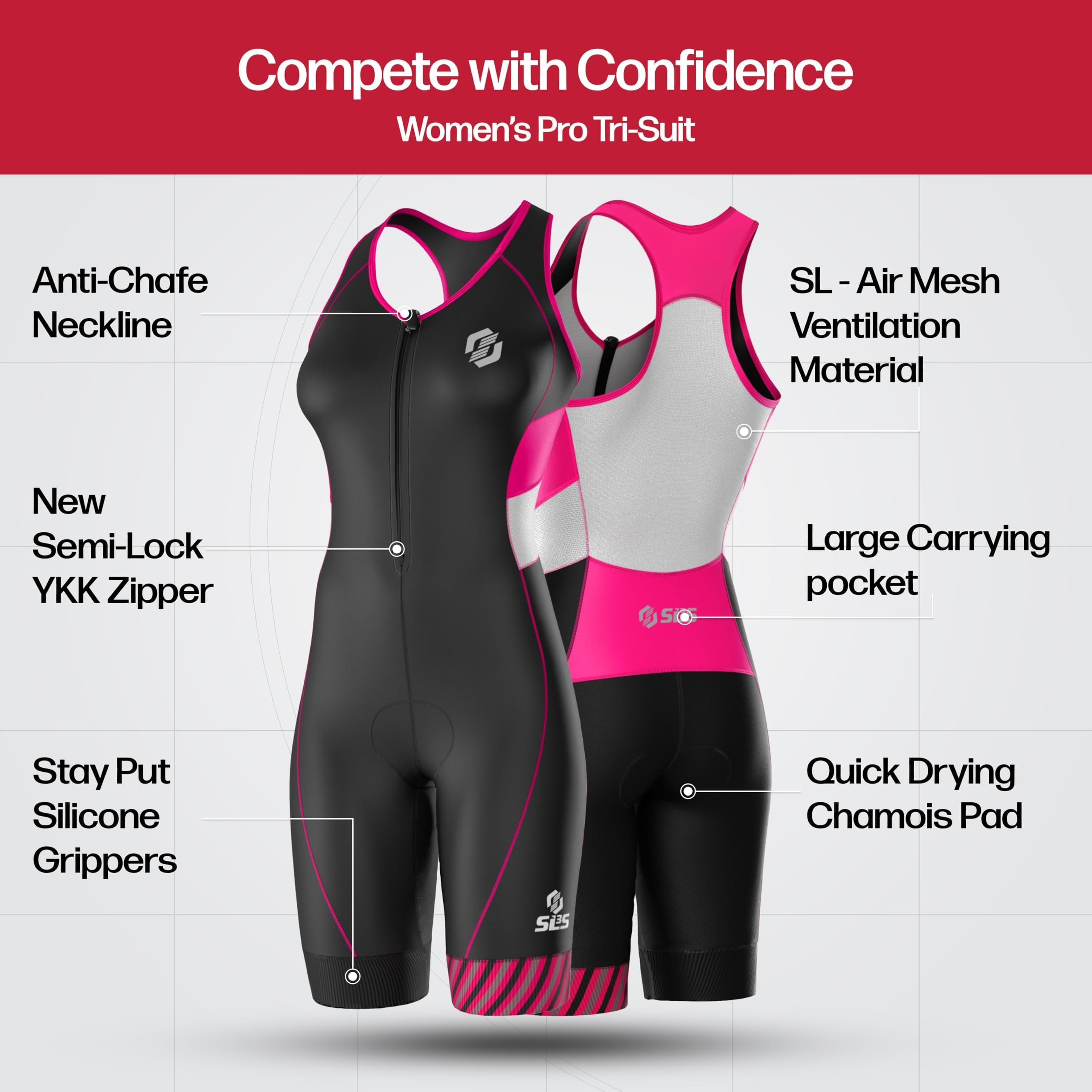 SLS3 Costumes de Triathlon pour Femme - Trisuit sans Manches pour Femme