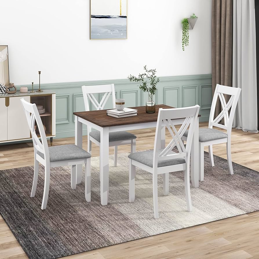 Amazon.com - JURMALYN 5 Piece Wood Dining Room Set for 4