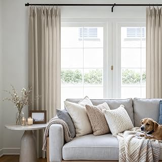 102 Inch Flax Linen Curtains Extra Long Pinch Pleat Burlywood Birch