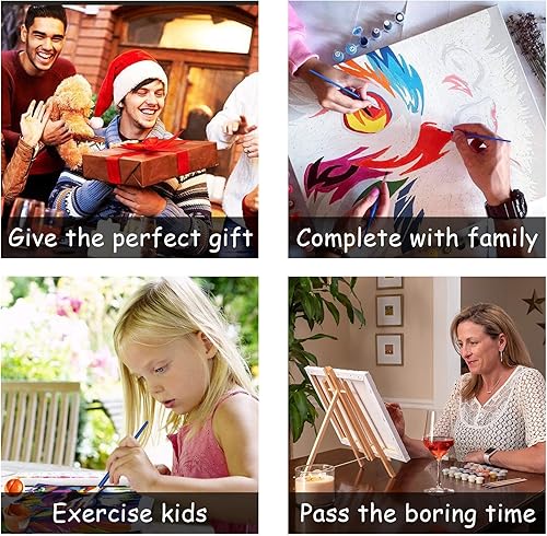 Miniatura 2 de Yomiie Kits de pintura por números para adultos, animales ballenas, kits de pintura acrílica de lona, fácil de pintar por números para principiantes