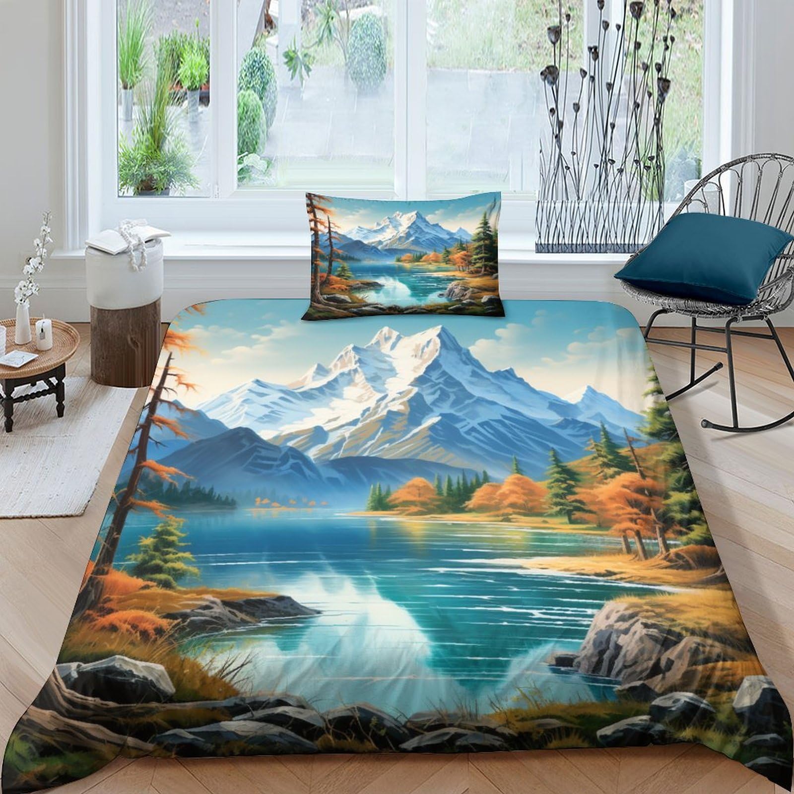 Housse de couette montagne pour chambre d'enfant style chalet
