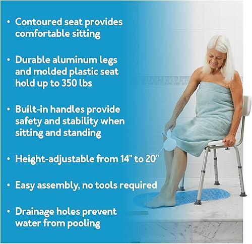 Miniatura 2 de Carex Silla de ducha con respaldo, silla de baño y asiento de ducha para ancianos, discapacitados y discapacitados, 350 libras, fácil montaje