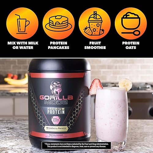 Miniatura 6 de Gorilla Mode - Proteína de suero de leche de alta calidad, chocolate, 0.88 onzas de proteína de suero aislar y concentrar, recuperar y construir
