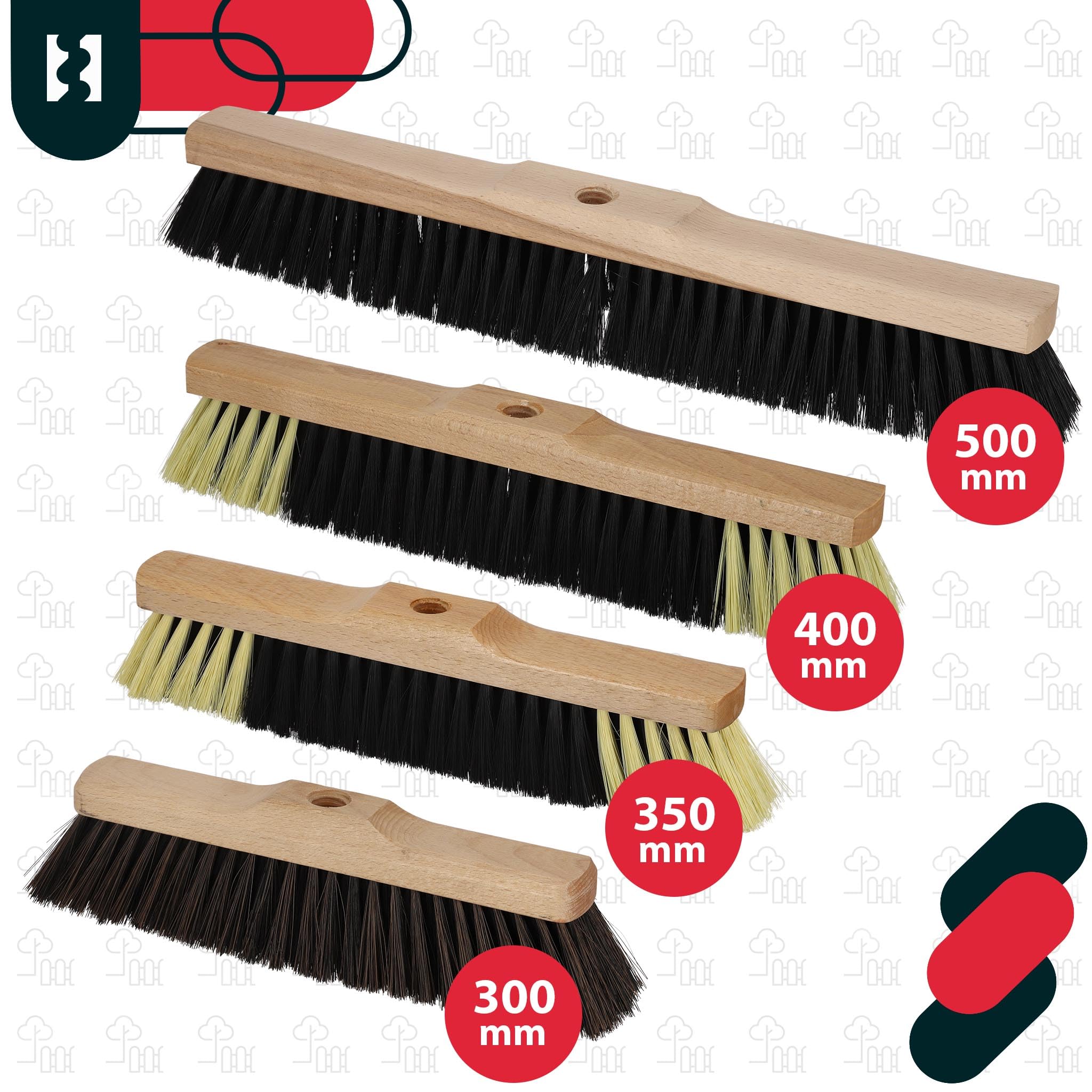 KOTARBAU® Zamiatacz Nylonowy Podłogowy - 40 CM - Szczotka do Kostki - Miotła Drewniana do Liści