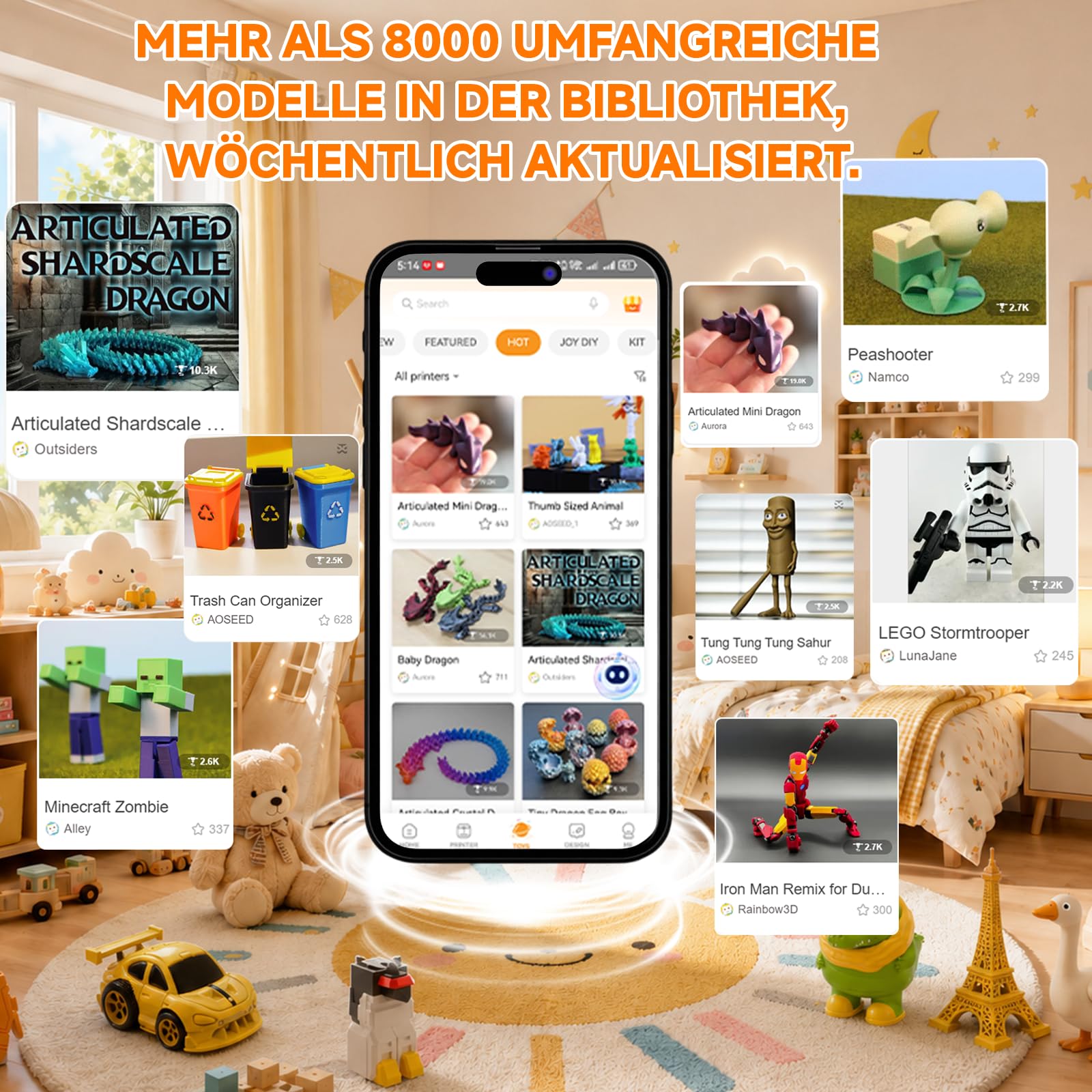 Impresora 3D para niños impulsada por IA, aplicación de diseño por IA, extensa colección de Plantillas de Juguetes 3D, con más de 16 módulos Mini de diseño 3D, X-Maker Joy AI+