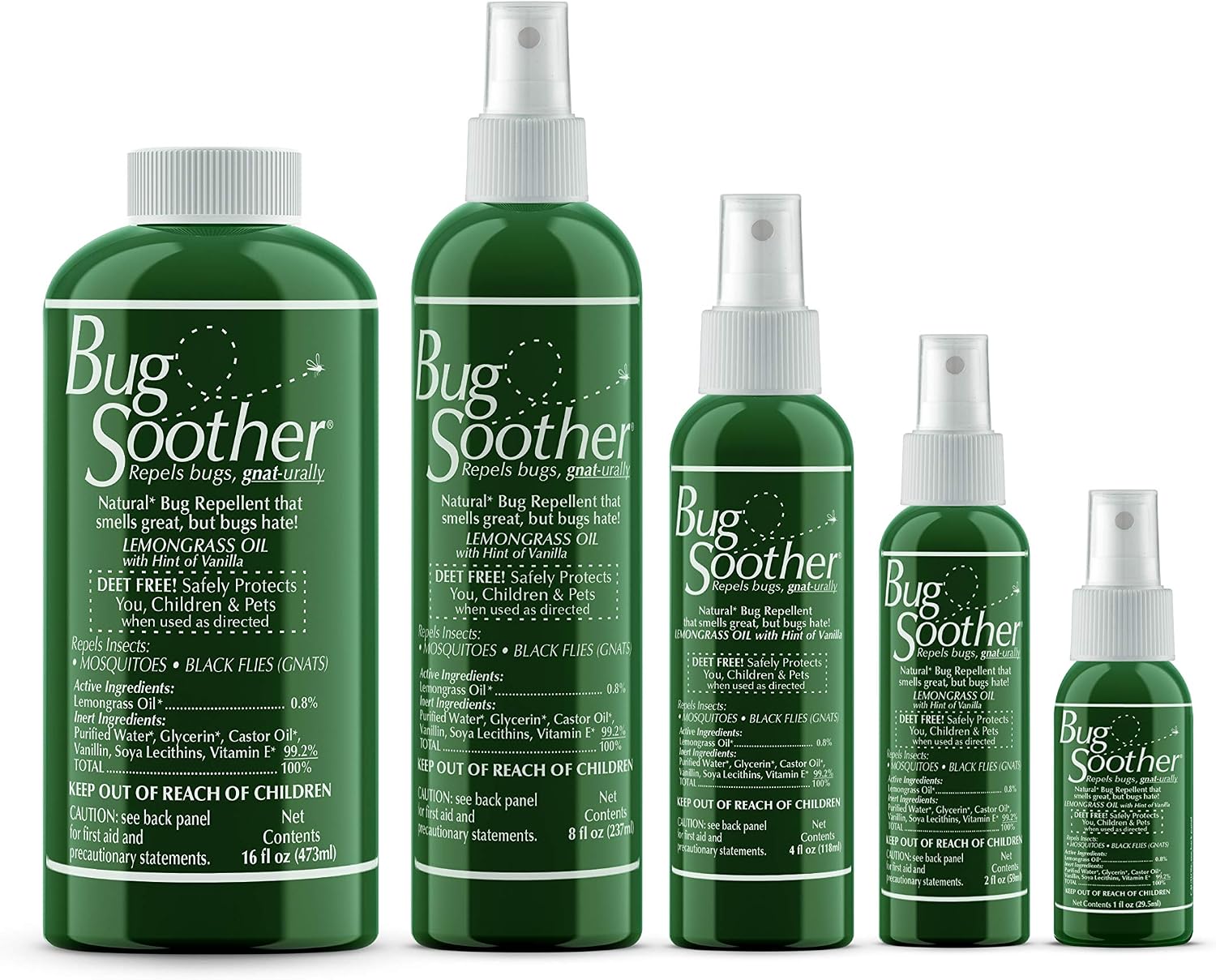 Bug Soother Spray Large Family Pack - Natural Insect, Gnat and Mosquito Repellent & Deterrent - Safe Bug Spray for Adults, Kids, Pets, & Environment - Made in USA