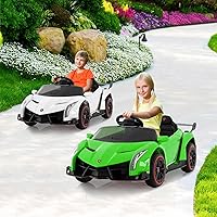 Vista 8 de HONEY JOY Lamborghini - Vehículo eléctrico con licencia de 12 V para niños, 3 velocidades, puerta que se abre, bocina, música, palanca de control