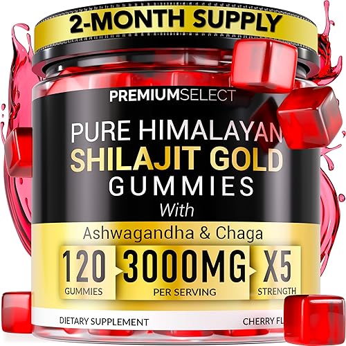 Shilajit - Gomitas para hombres de 3000 mg  120 Shilajit de oro para hombres, gomitas sin azúcar con ácido fúlvico  Energía natural, vitalidad y