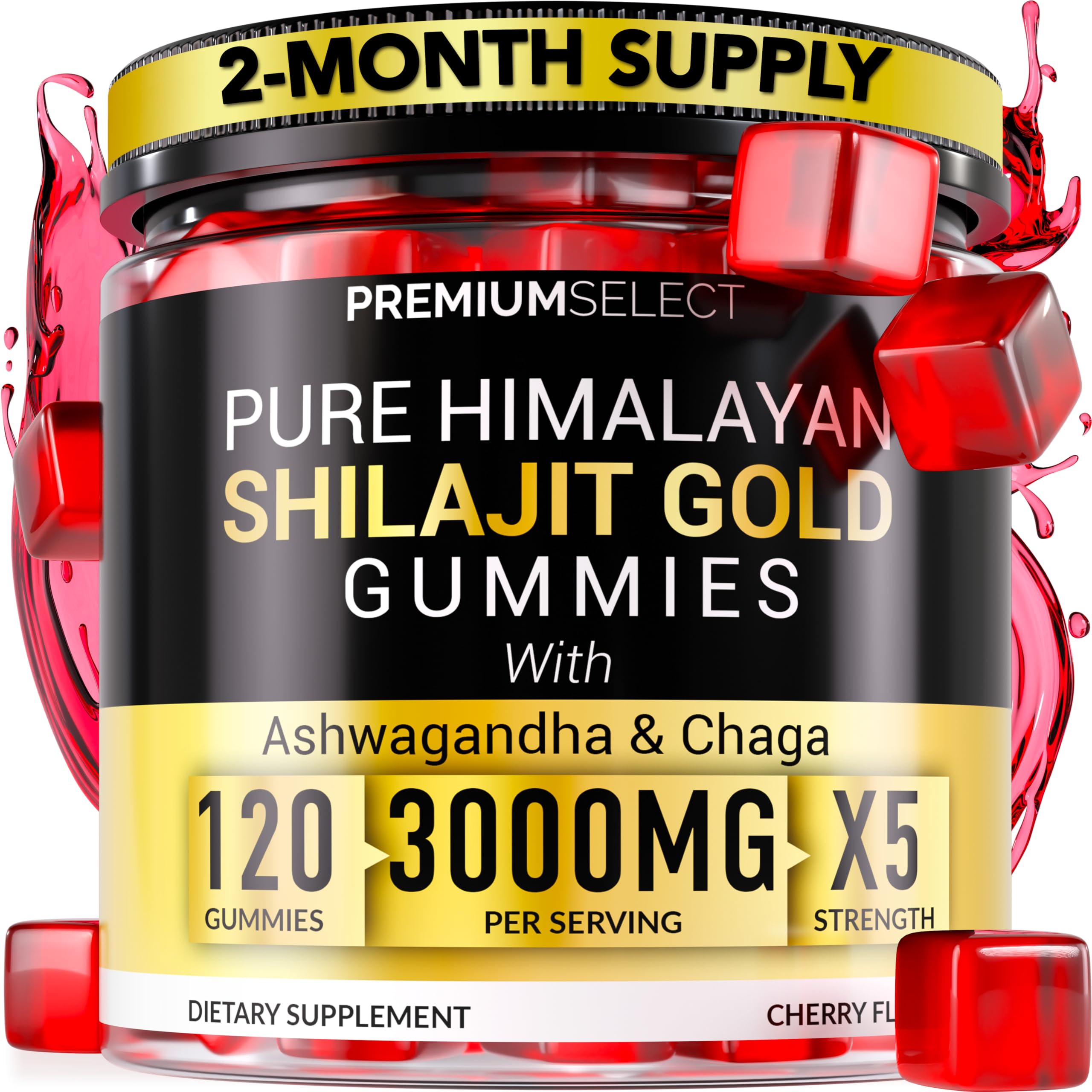 Shilajit Gummies for Men 3000mg – 120 Gold Shilajit for Men Gummies Sugar Free with Fulvic Acid – Natural Energy, Vitality & Stamina Support Chewable – Pure Himalayan Shilajit Gummy Chews