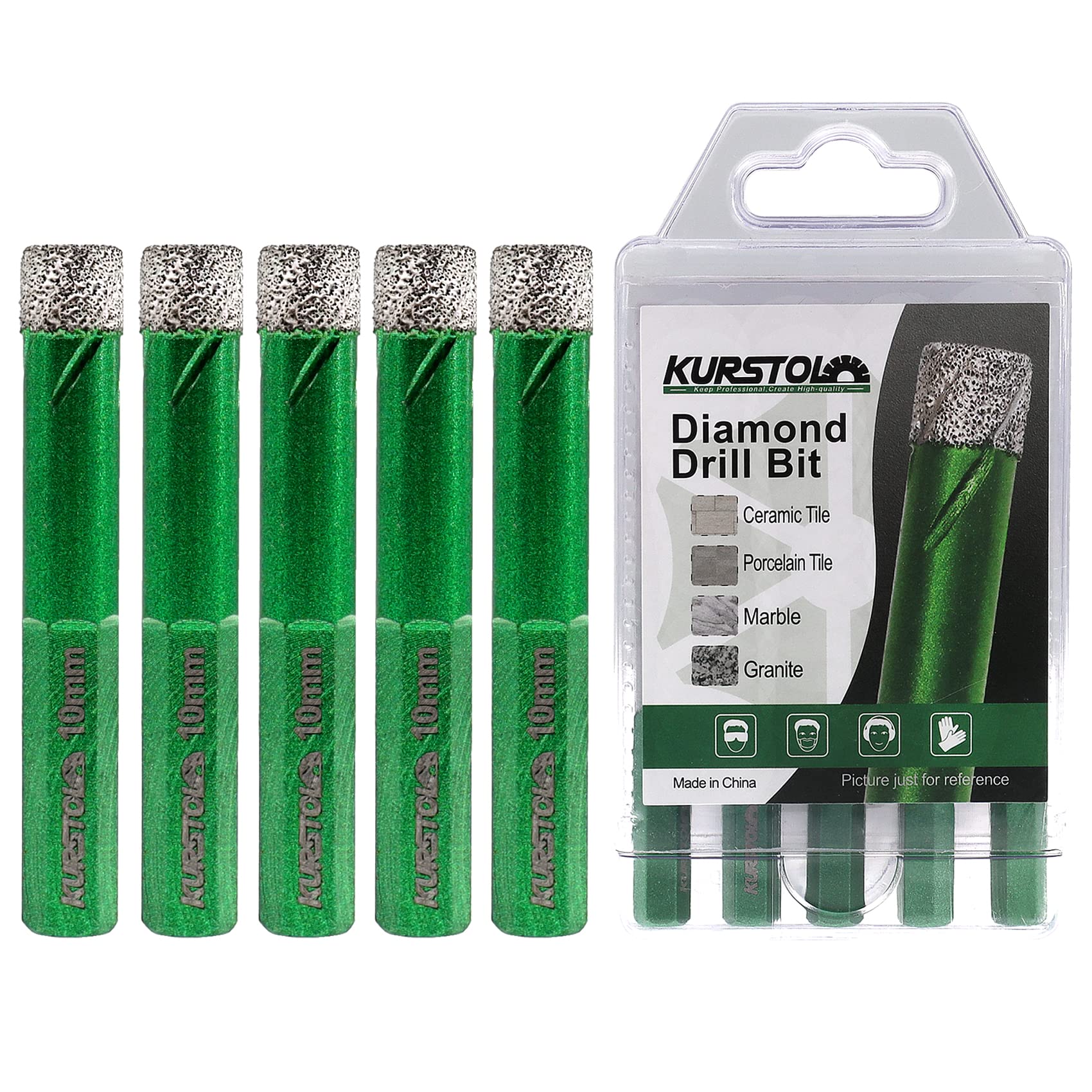 Dry Diamond Drill Bit Set - Diamond Tipped Hole Saw Bit for Porcelain Tile Ceramic Marble Granite Stone,Diamond Core Drill Bit Kit Hex Shank Fixed on Drills,2 Sets No.K3(10pcs 10mm) — image 1