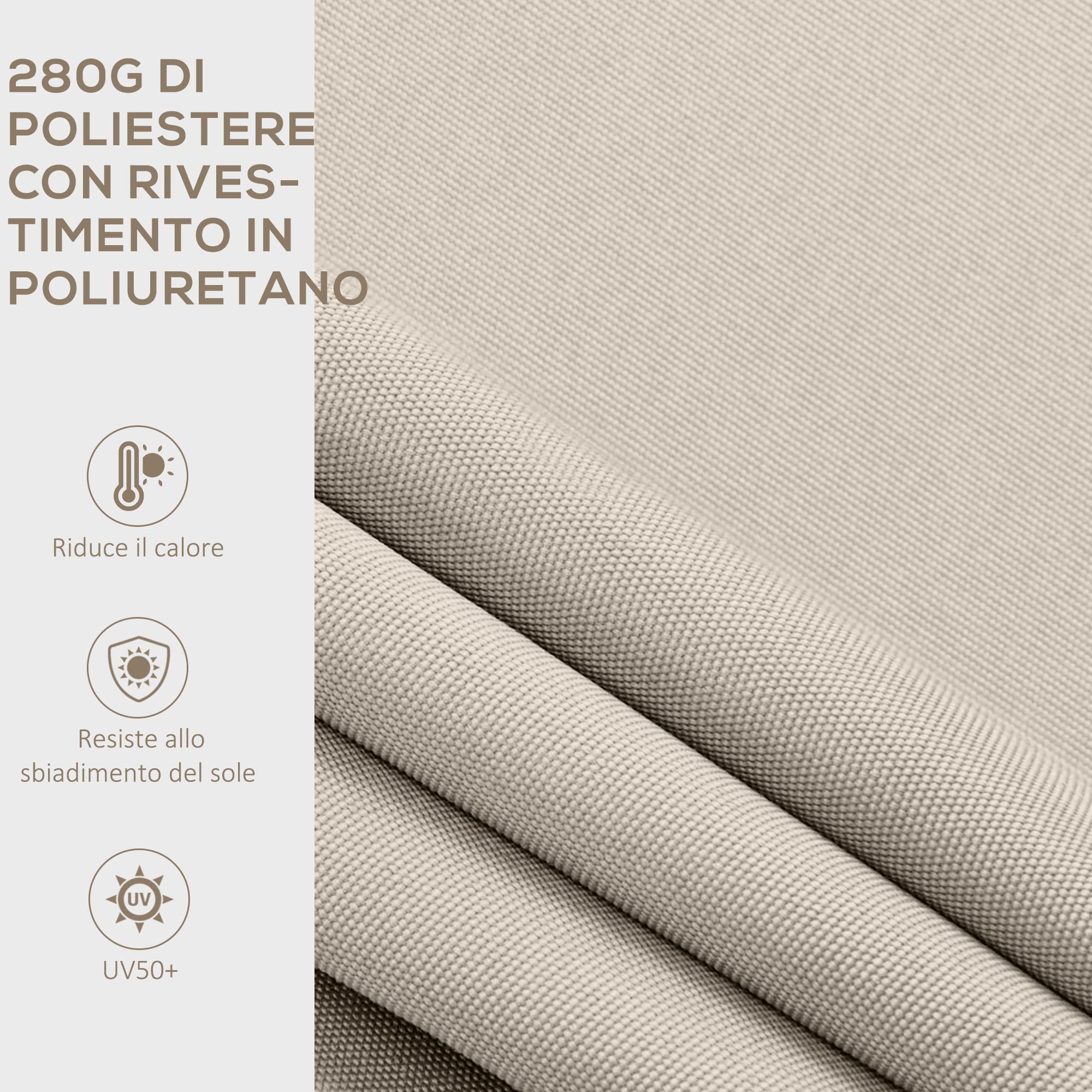Outsunny Tenda da Sole 2x2.5 m a Bracci Manuali in Alluminio e Poliestere per Esterni, Bianco Crema