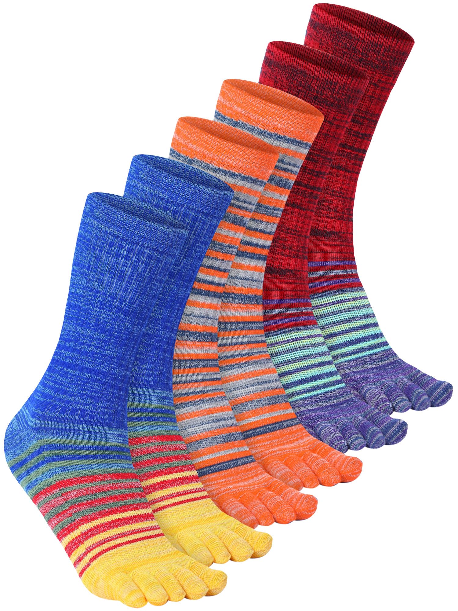 Fourluoo 3/6 Pairs Cotton Toe Socks for Women Men