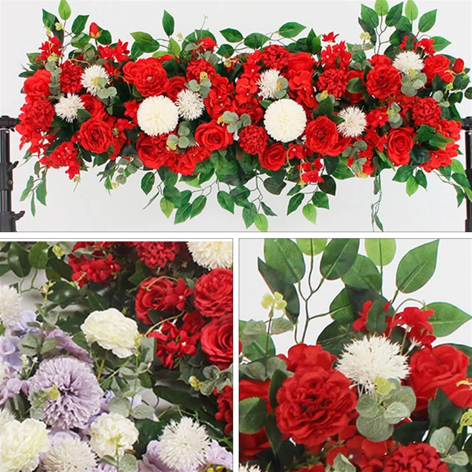 Kit Fiori Artificiali Per Arco Matrimonio 50/100 cm Fiori Artificiali Parete Decorazione di Cerimonia Nuziale Fiore Rosa Peonie Artificiale Fila Decor Arco Nozze Sfondo Muro(B,50CM)