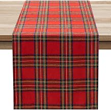 Softalker Christmas Checkered Tartan Table Runner, Red, 13 x 70 Inch