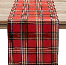 Softalker Christmas Checkered Tartan Table Runner - Red Buffalo Plaid Xmas Stain Resistant Washable Table Decoration for Dining/Parties/Holiday Decor, 13 x 70 Inch
