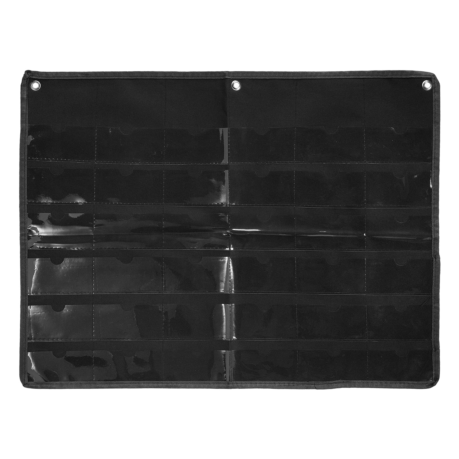 PATIKIL 5CMx10CM Index Card Holder Sleeve, 36 Card Slots Organizer Sleeve, PVC Clear Organizer Hanging Wall Pocket Chart for Office Classroom Library Home Organization, Black