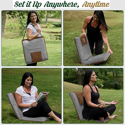 Miniatura 6 de MONK & LLAMA Silla de suelo de meditación con soporte de respaldo, silla ajustable para asientos de suelo, yoga, juegos, sillas de suelo Backjack