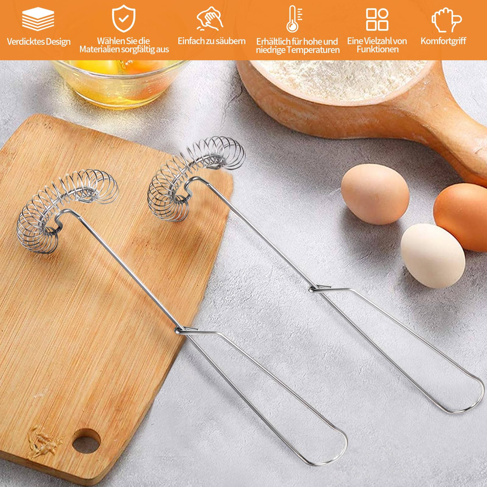 Frusta Piccola 2 Fruste A Spirale In Acciaio Inox Manuali - Perfette Per Montare Panna, Mescolare Salse E Uova Frusta Da Cucina Piccola