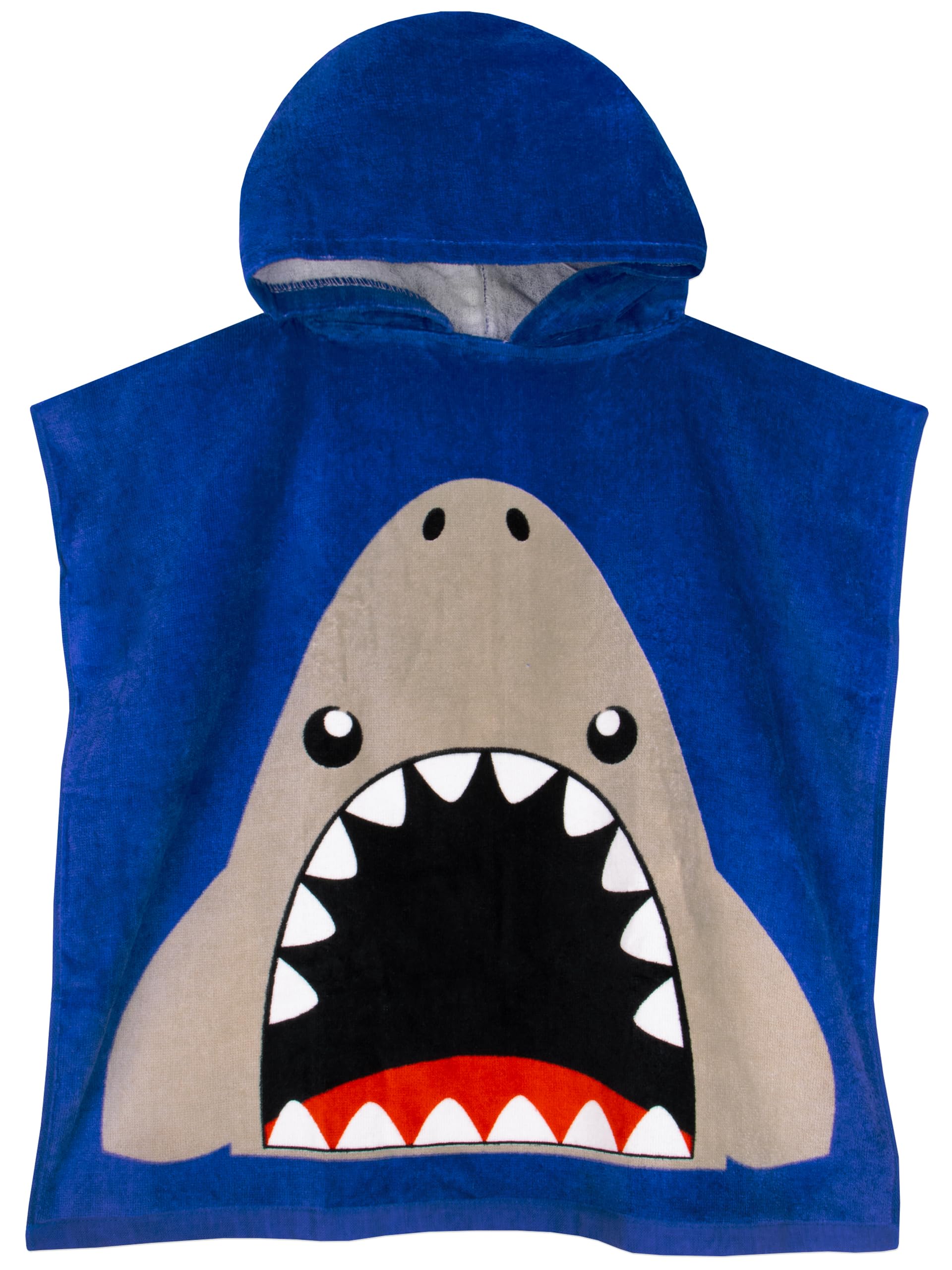 Harry Bear Boys Towel Poncho, Shark Hooded Towels For Kids, Cotton Kids Beach Towel and Swimming Towels, One Size, Blue