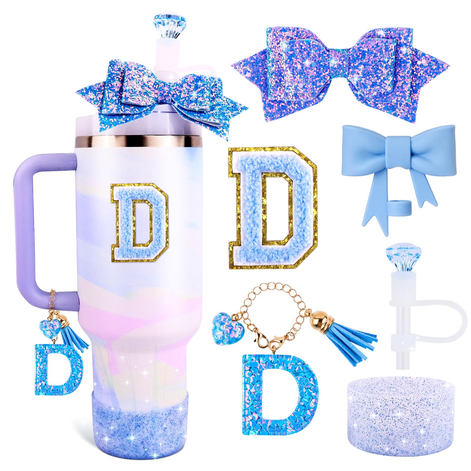 Lingdeer Blue Stanley Cup Accessories Set — Charms, Boot, Straw Covers & Stickers