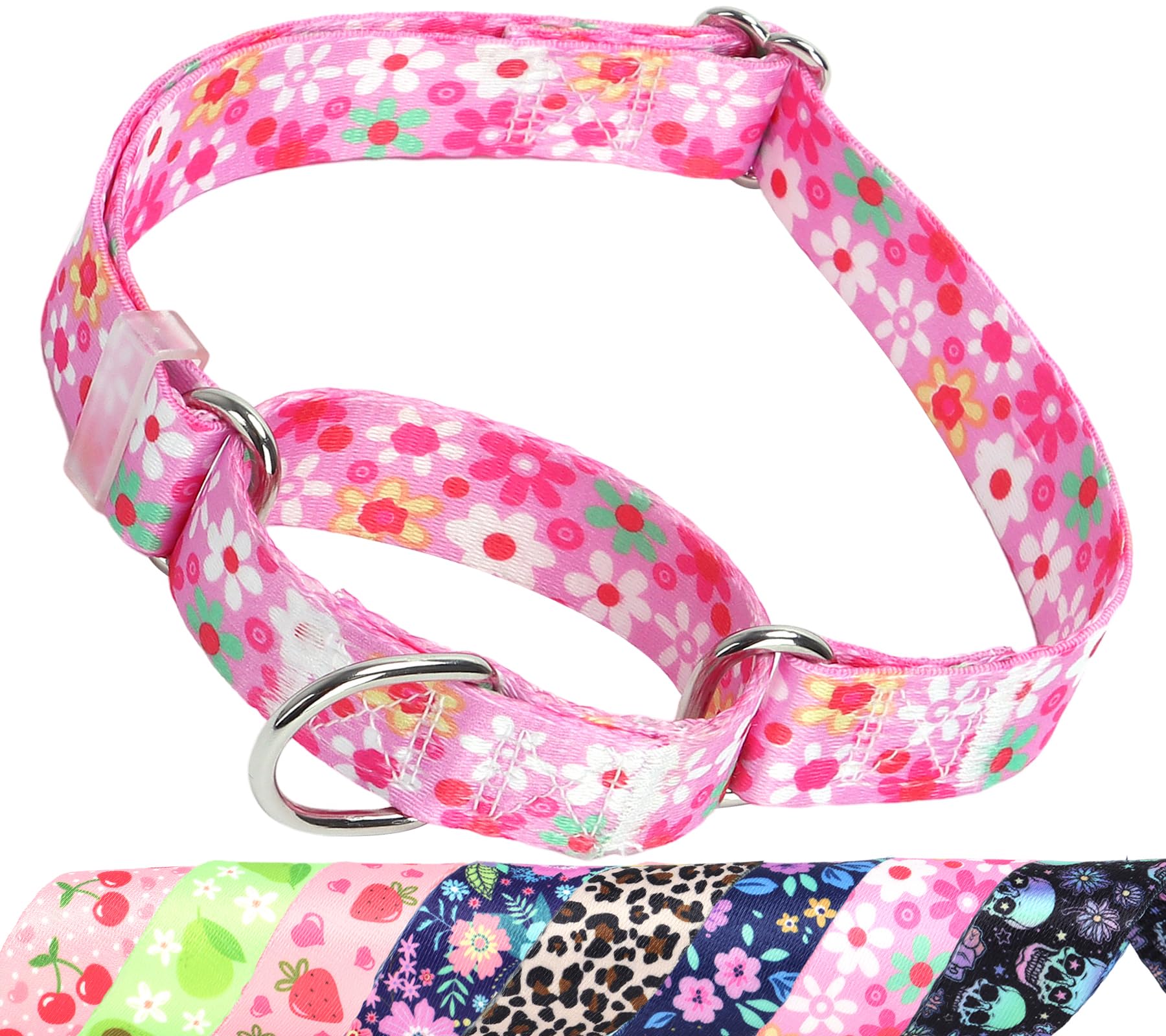 Martingale Collar for Dogs,Pink Flowers Martingale Collar,No-Slip Escape Proof Choke No Pull Cinch Soft Dog Collar for Small Medium Large Girl Female