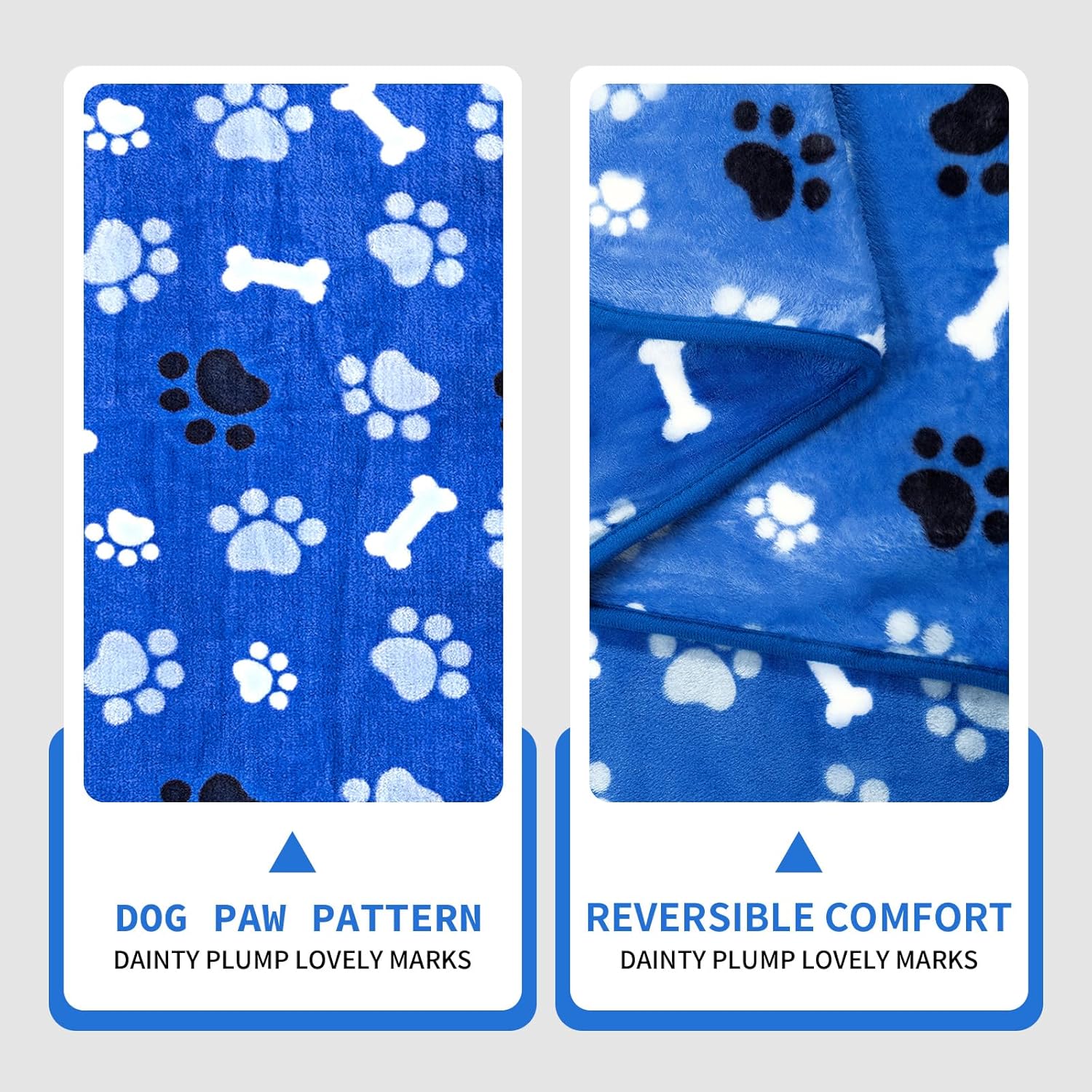 Dog Blanket Paw Bone Pattern 1 Pack 2 Super Soft Warm Flannel Sofa Cover Car Bed Protector, Urine Proof Washable Outdoor Pet Blanket for Puppy Large Dogs & Cats,40"*30" Blue - Image 4