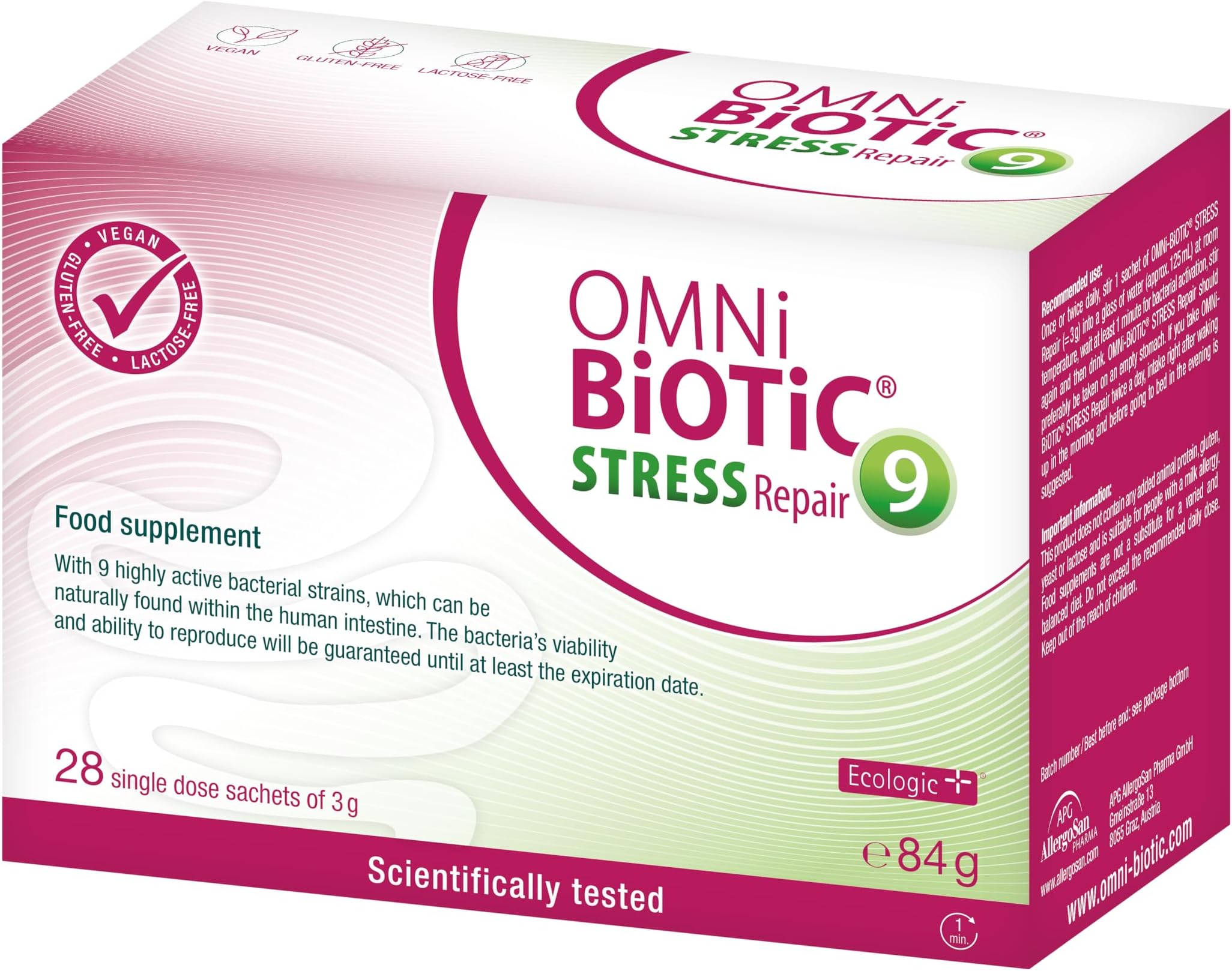OMNi BiOTiC Stress Repair, Vegan Multi Strain Formulation, 28 Single Dose Sachets