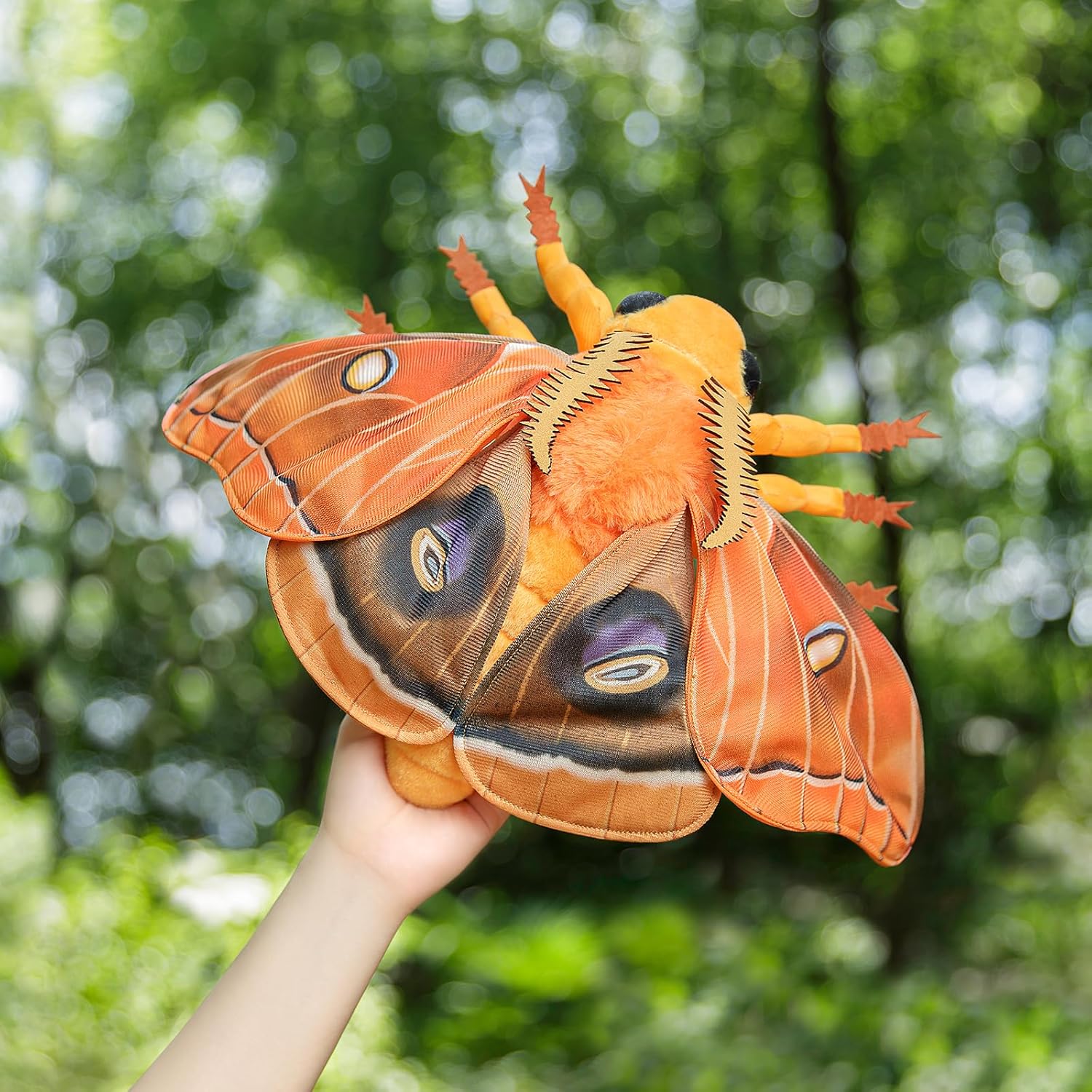Polyphemus Moth Plush Toy, Lifelike 11in Realistic Soft Big Moth Plushie Model Toy, Unique Plush Gift Collection for Kids