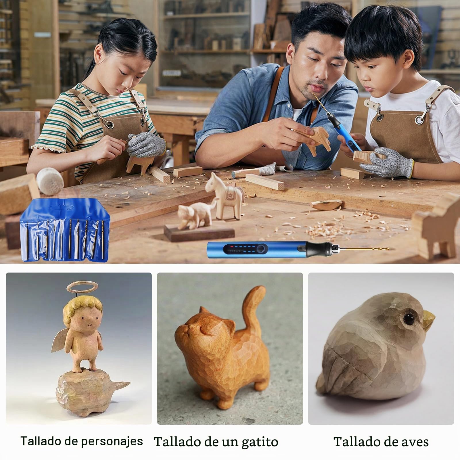 Sporgo Mini taladro eléctrico recargable de 3 velocidades con 10 brocas y broca para hacer joyas de resina de madera, placa de circuito impreso
