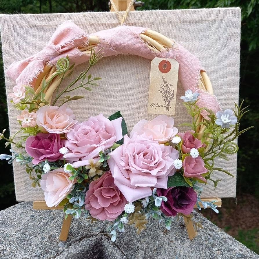 【SALE】ピンク＆パープル　フラワーリース　造花 SALE】ピンク＆パープル フラワーリース 造花 Amazon.co.jp: ♪大人