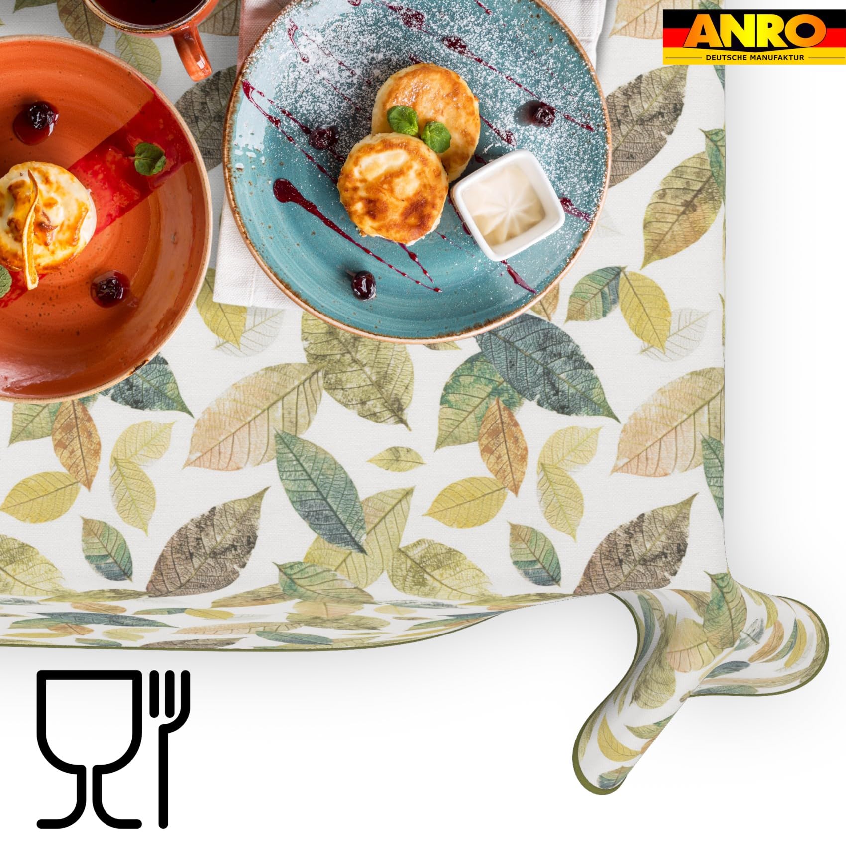 ANRO Tischdecke abwaschbar Bunt mit Saum 180x100 cm Outdoor wetterfest