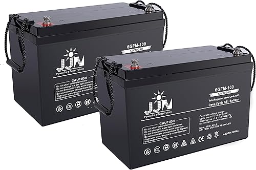 Batería de gel híbrida de ciclo profundo de 12 V 100 AH (paquete de 2) SLA VRLA Baterías automotrices de gel AGM recargables para viento solar, RV