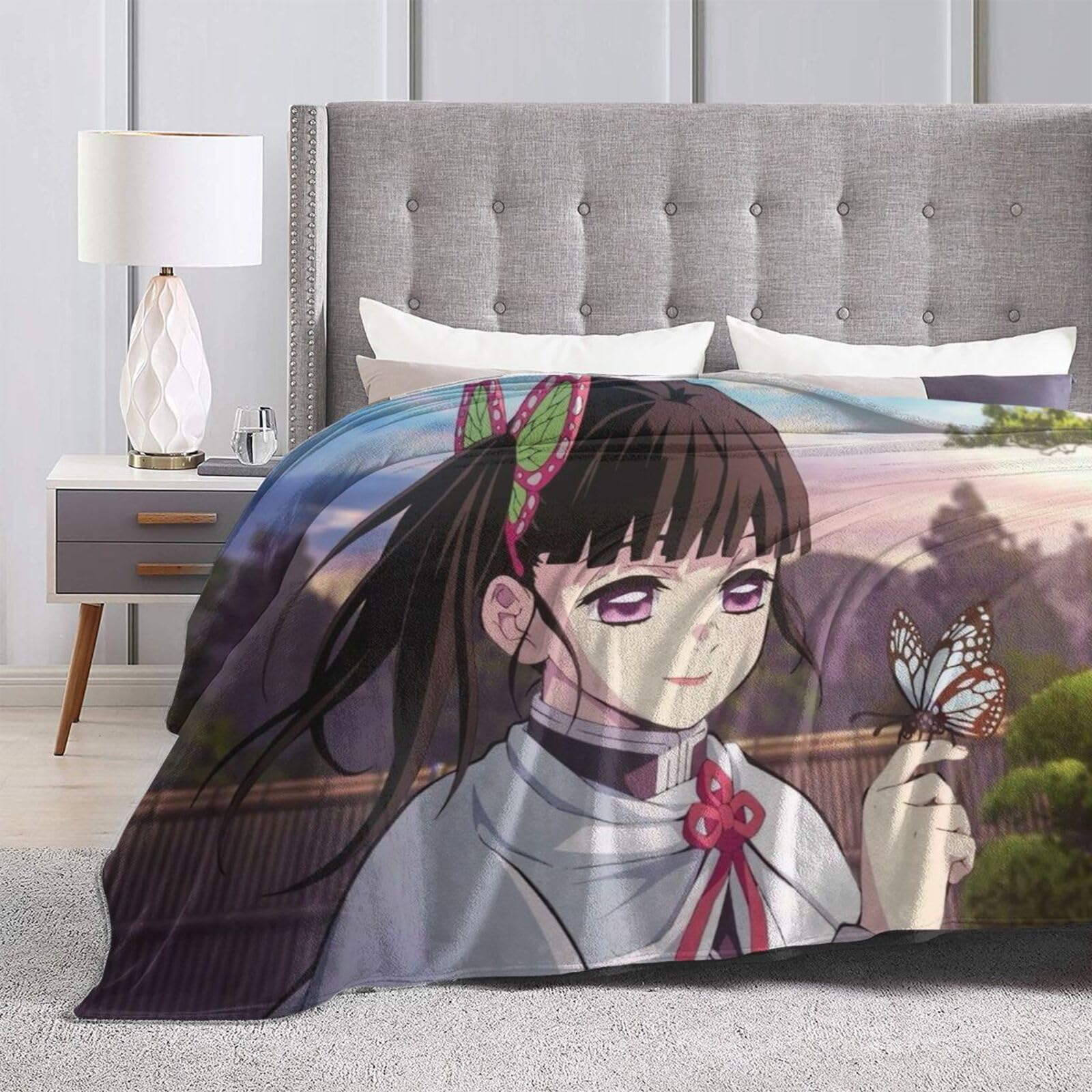 Amazon｜栗花落 カナヲ ちょう 毛布 シングル 夏用 ブランケット