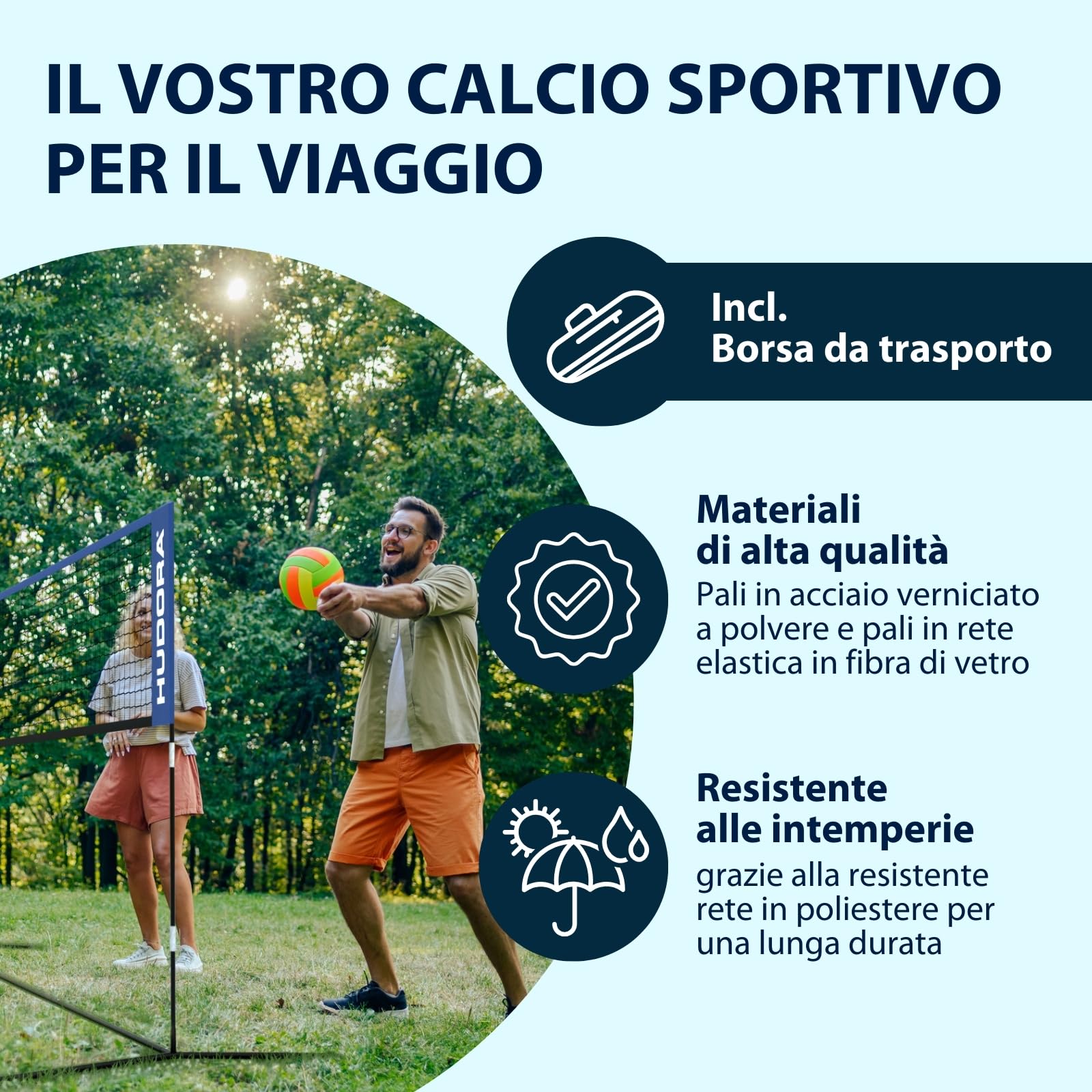 HUDORA Rete multiuso Street multifunzione per tennis e badminton regolabile da esterno resistente alle intemperie