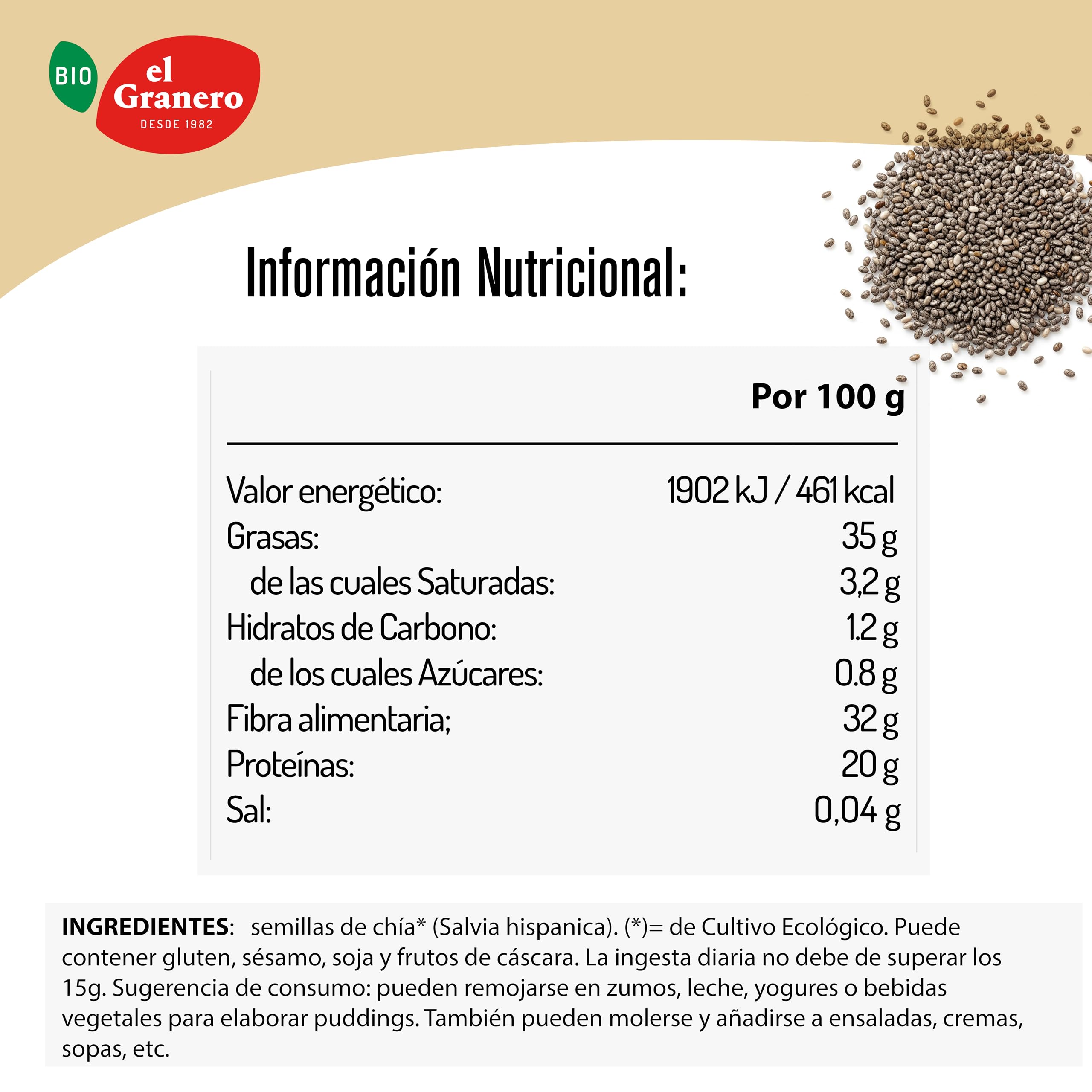 Semillas de Chía BIO 4 kg El Granero Integral