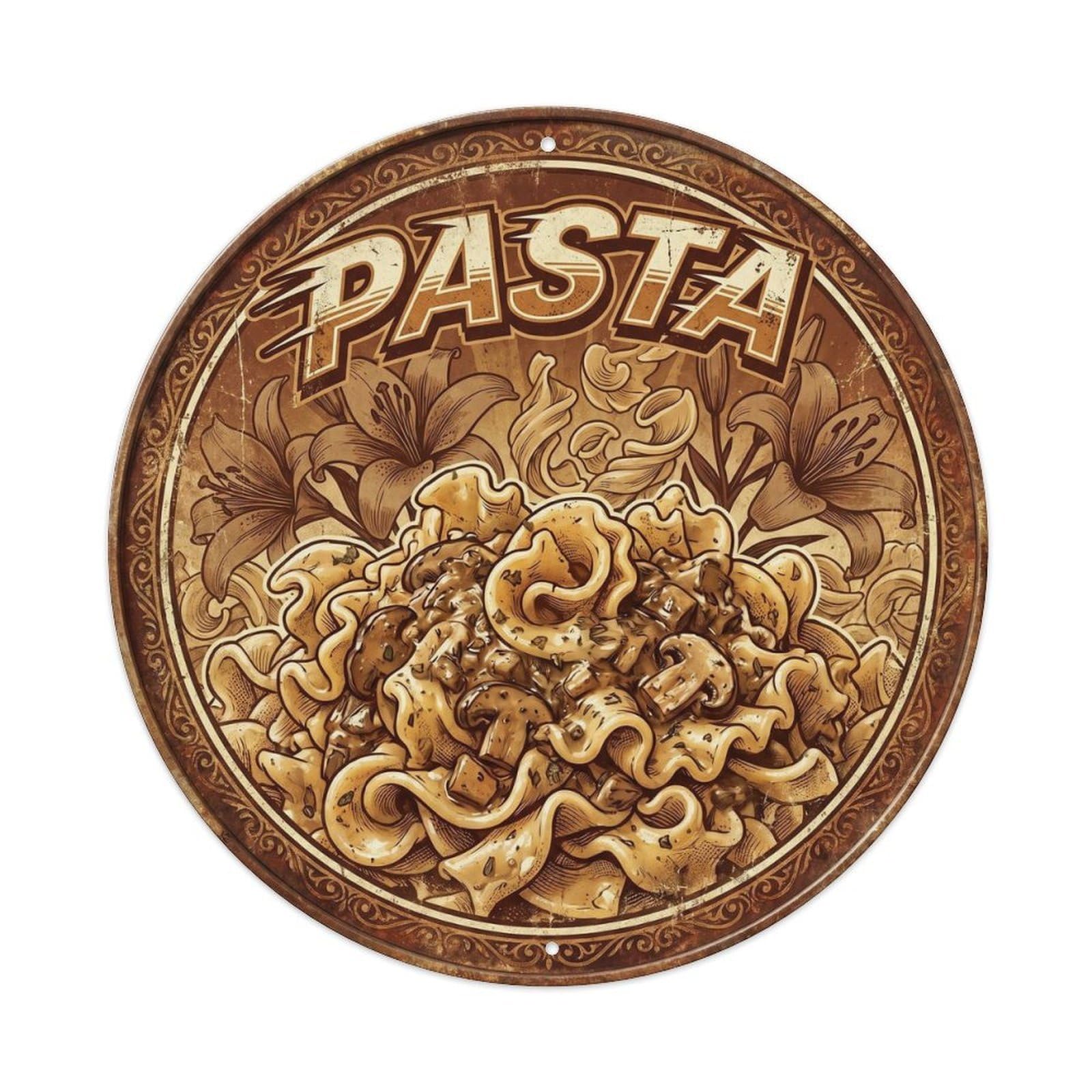 Mediterranean Cuisine Pasta Italy Travel Retro Diner Metal Tin Sign