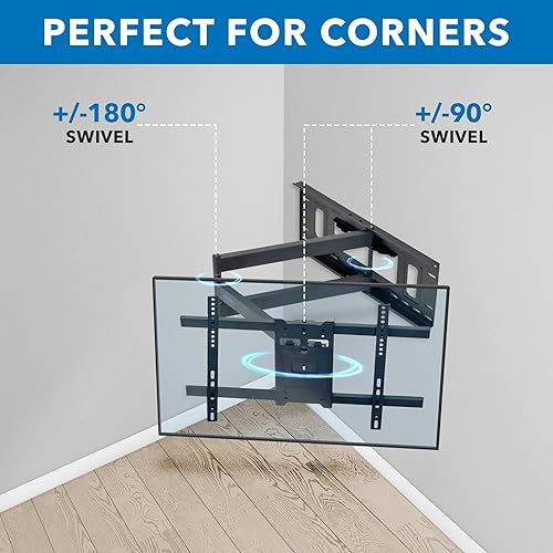 Miniatura 4 de Mount-It! Soporte de TV de brazo largo, soporte de pared largo de movimiento completo con extensión de 38.5 pulgadas, soporte de pared para TV se