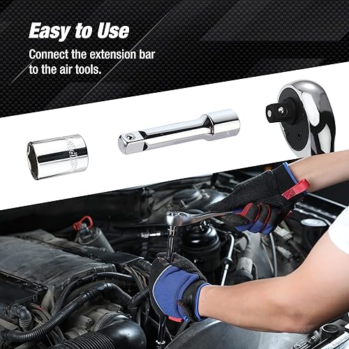 Miniatura 7 de VALUEMAX Juego de 9 accesorios de zócalos, incluye juego de barras de extensión de 3/8 pulgadas, juntas universales y adaptadores de 1/4 pulgada,