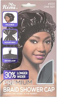 Ms Remi Premium Braid Shower Cap Black 25 inch long and 18.5 inch wide
